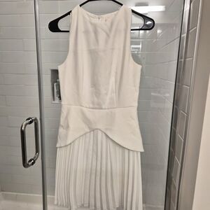 Commense White Pleated Mini Dress